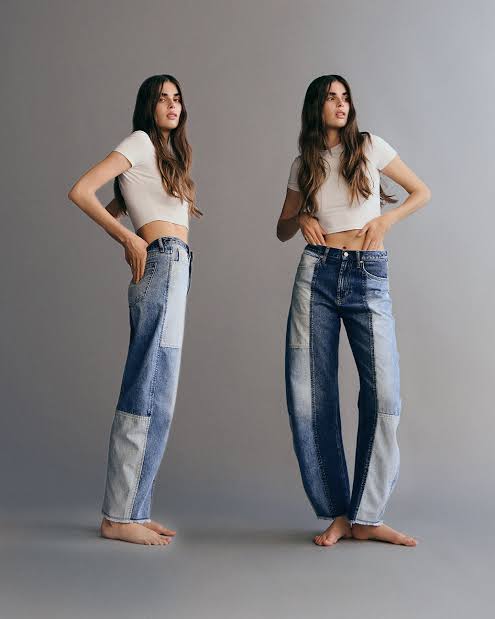 Gap patchwork barrel jeans size 10