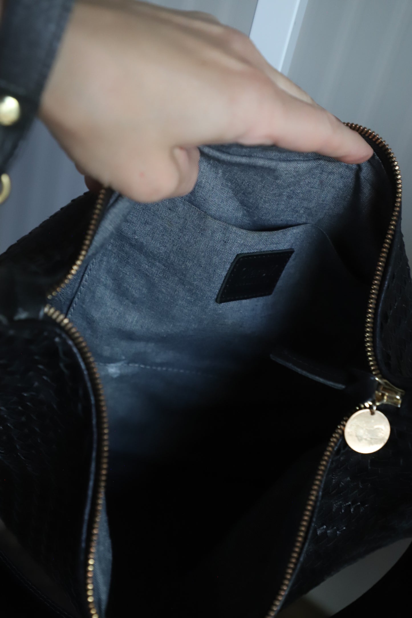 Clare V woven leather bag in black