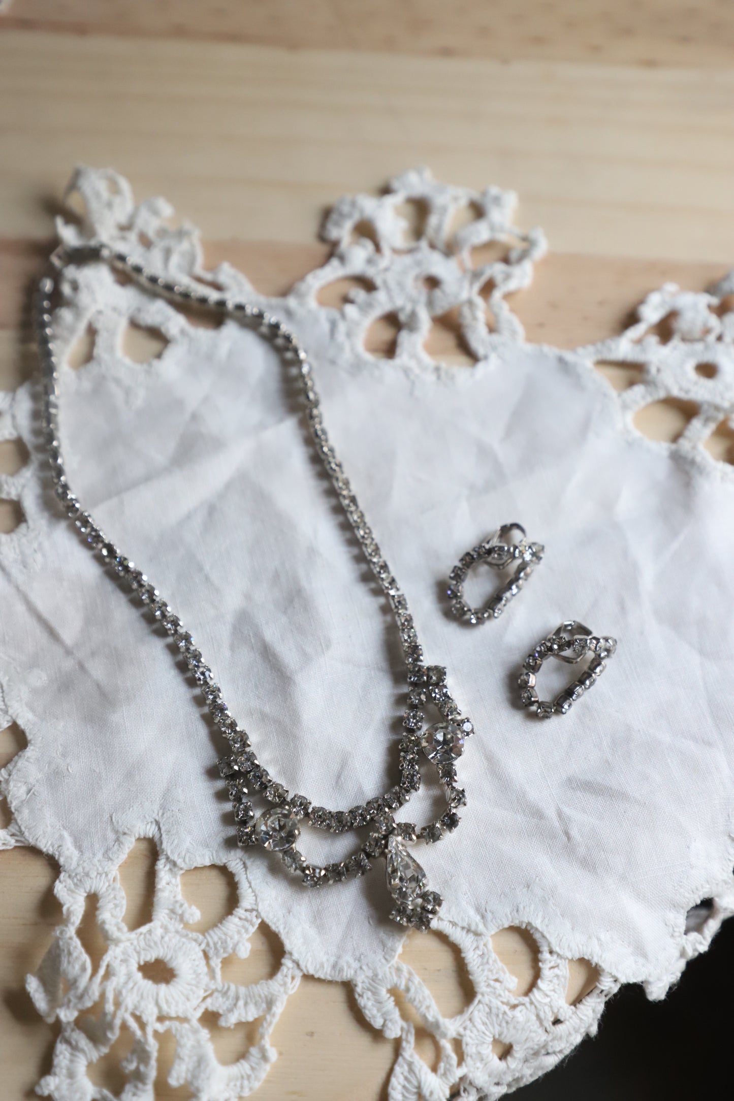 Vintage rhinestone necklace/earrings combo