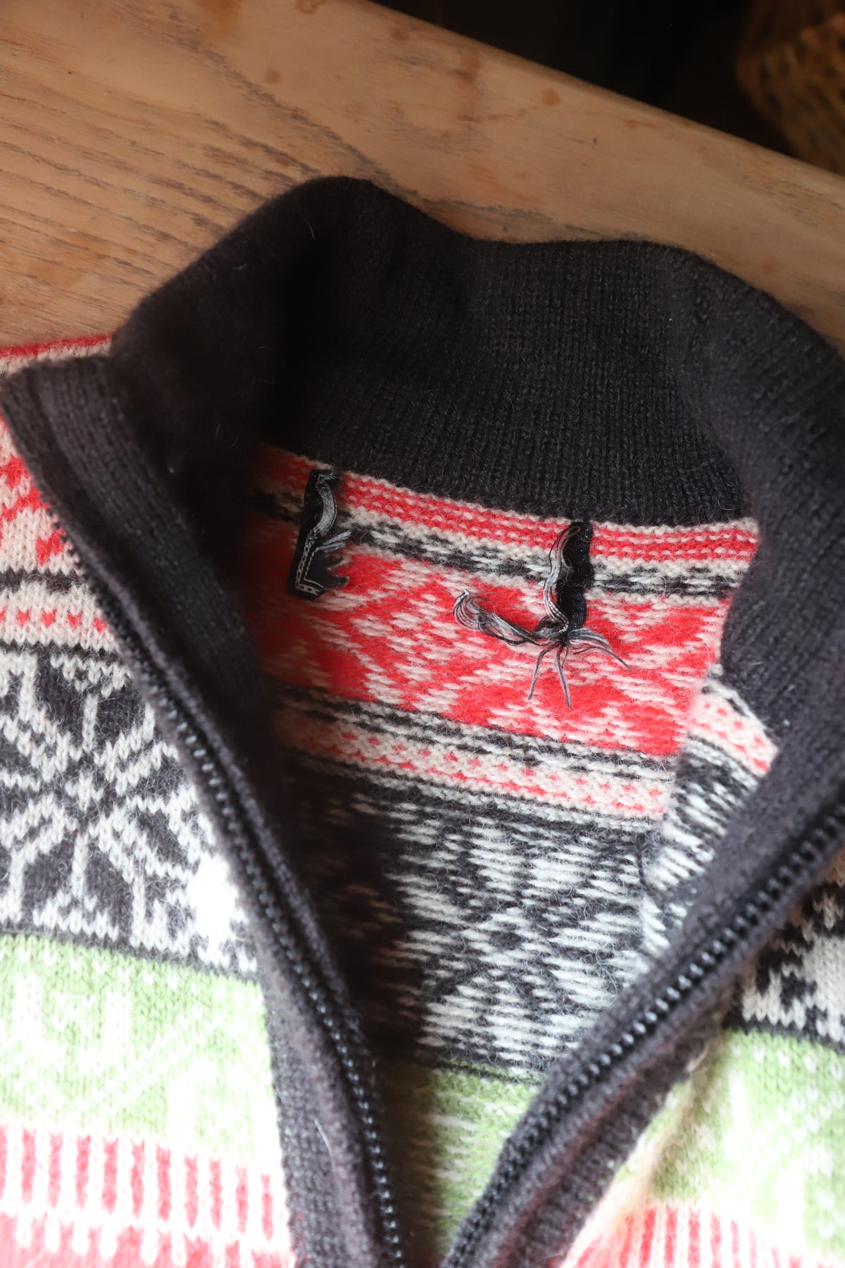 Wool zip up sweater with Reindeer design