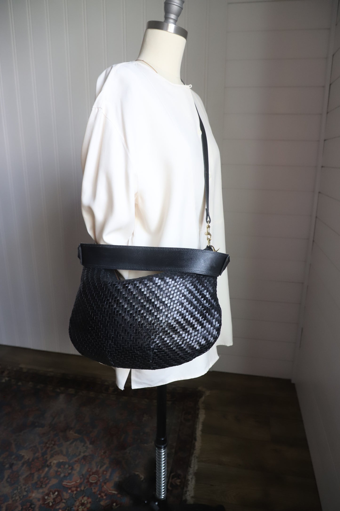 Clare V woven leather bag in black