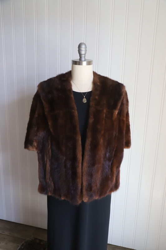 Vintage 1950’s dark brown real fur shawl