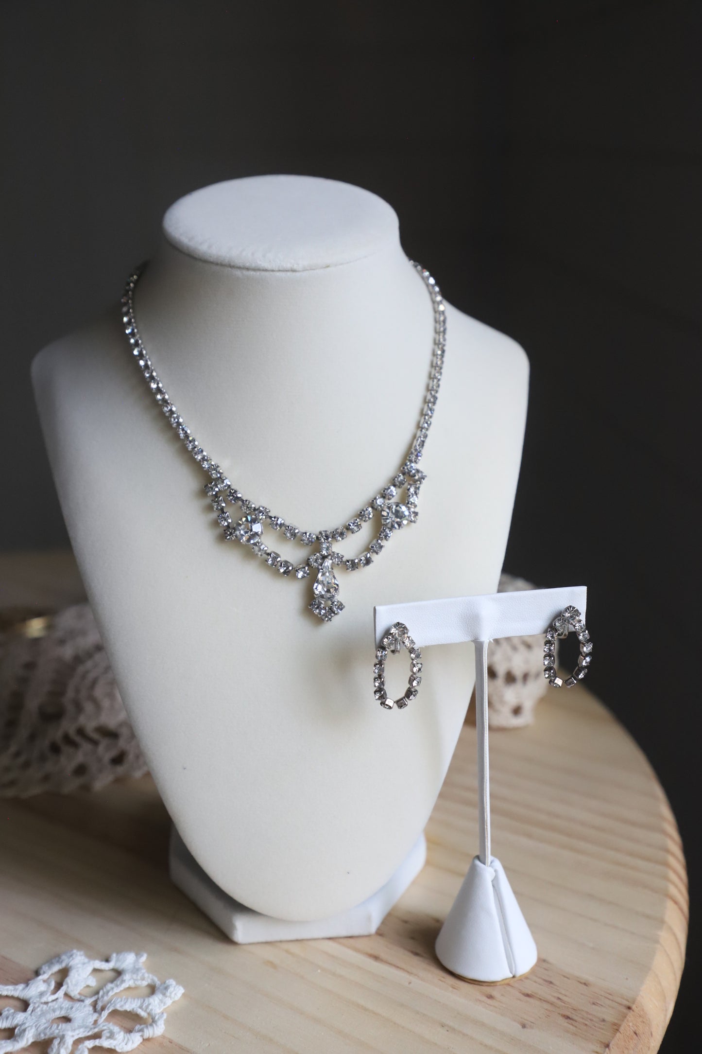 Vintage rhinestone necklace/earrings combo