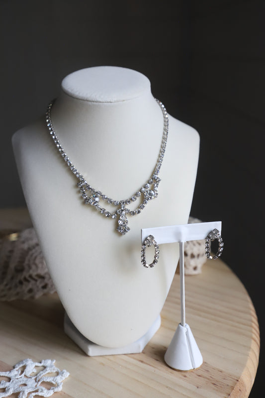 Vintage rhinestone necklace/earrings combo