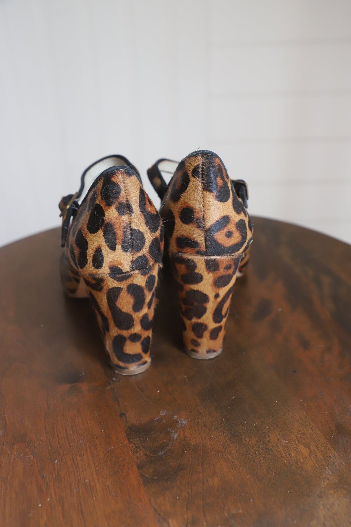 Boden calf hair leopard heels side 39