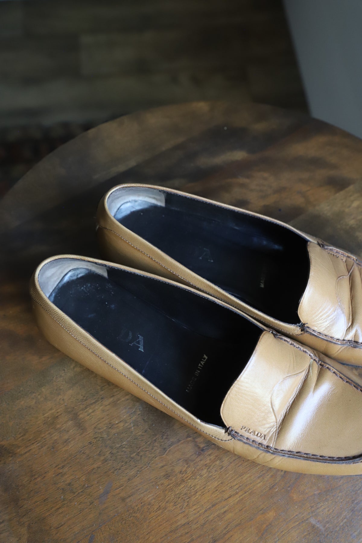 Vintage Prada square toe leather loafers size 38.5