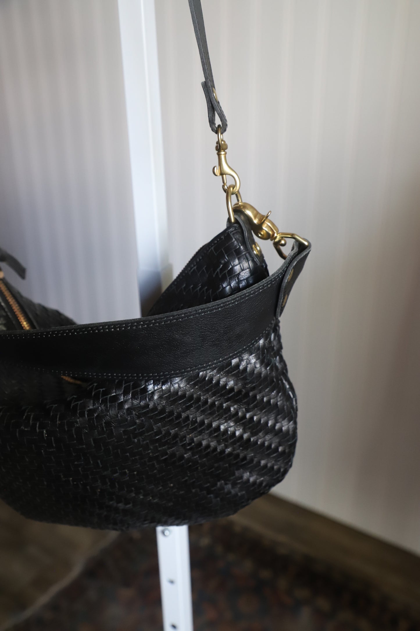 Clare V woven leather bag in black