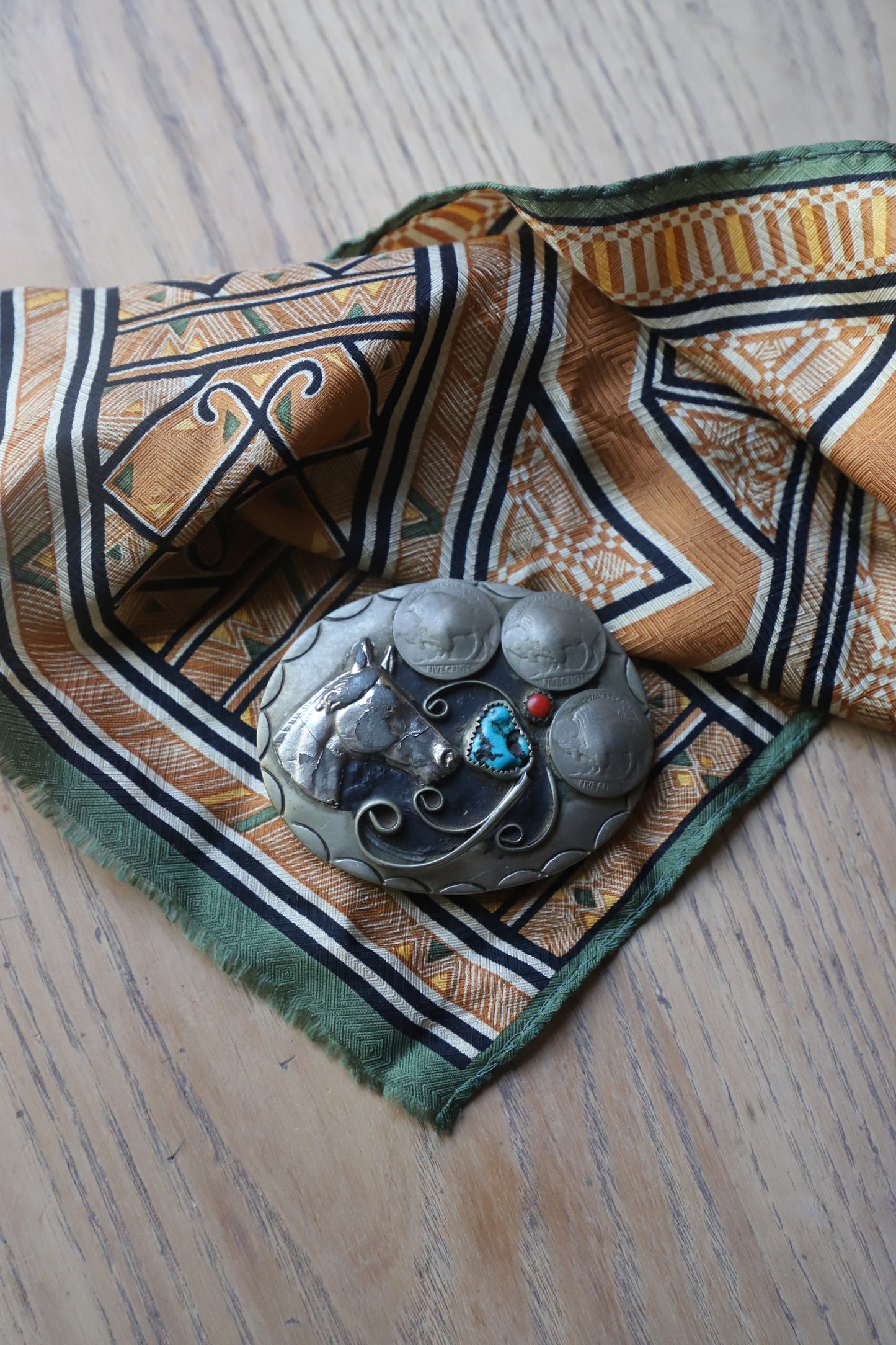 Vintage Silver buffalo nickle buckle