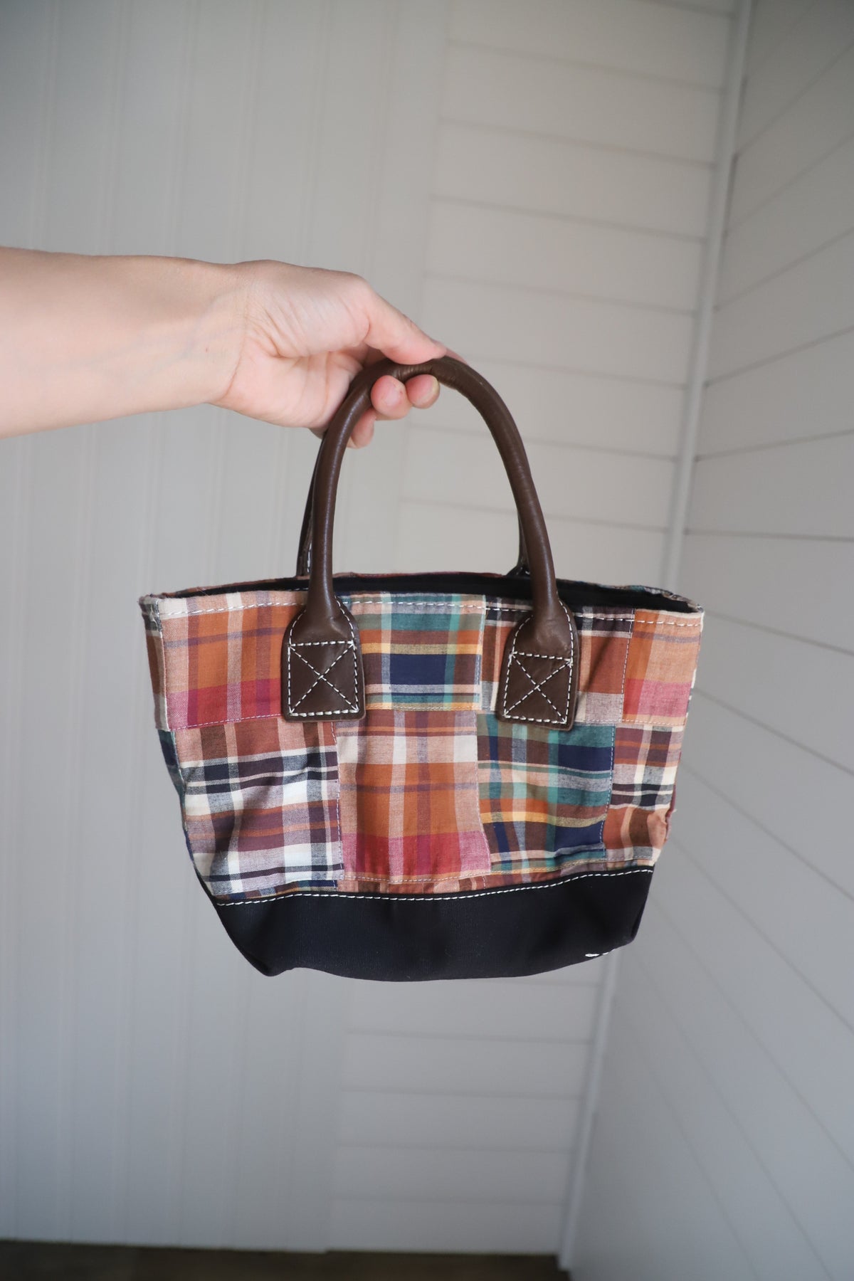Vintage LLBean mini plaid tote
