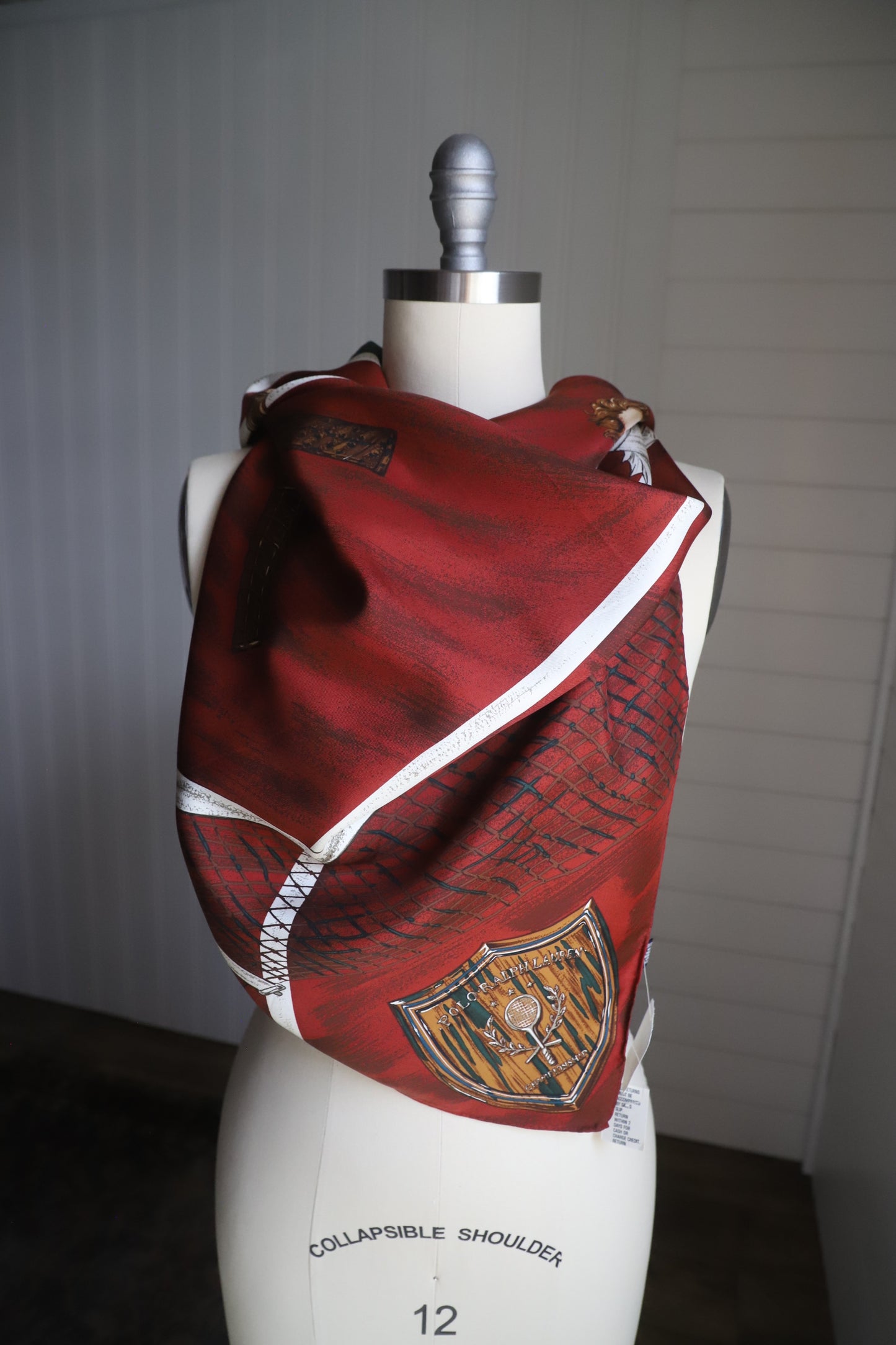 Vintage Polo Ralph Lauren tennis silk scarf NWT