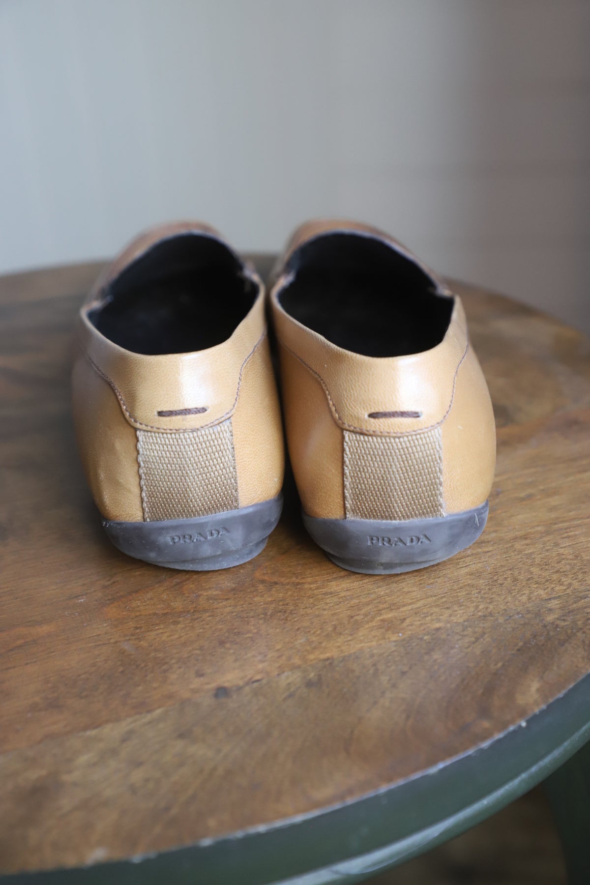 Vintage Prada square toe leather loafers size 38.5