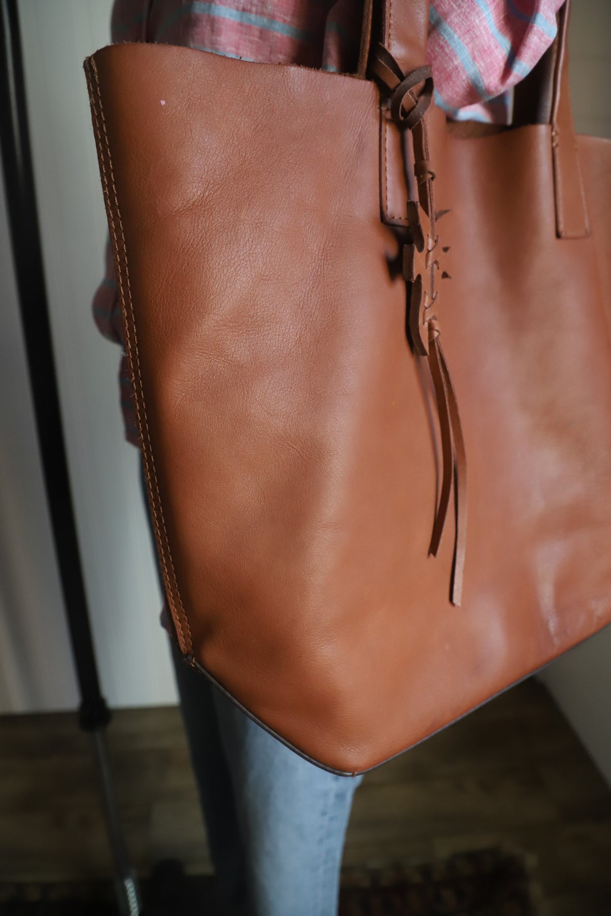 Frye Carson tote, cognac leather
