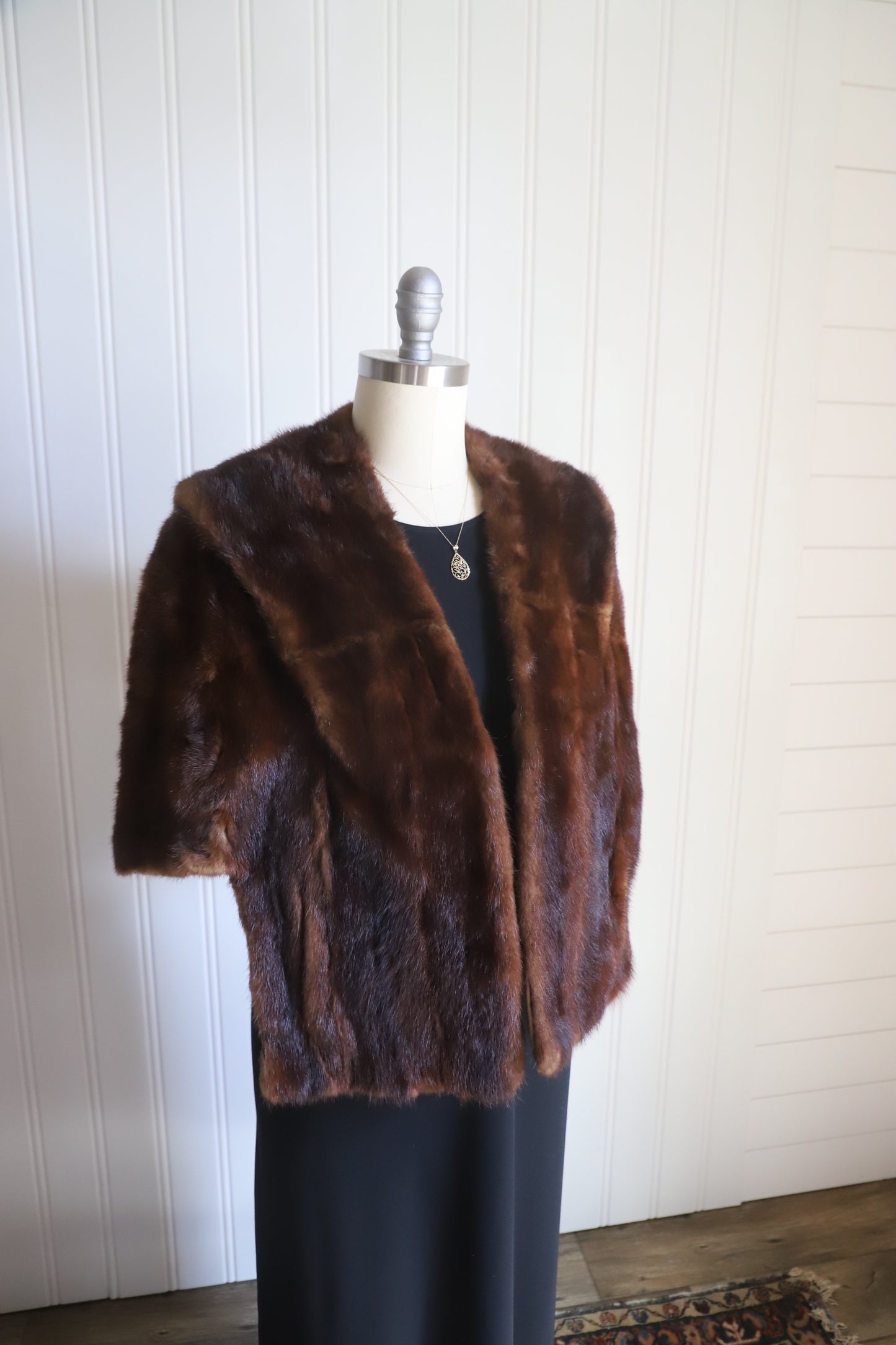 Vintage 1950’s dark brown real fur shawl