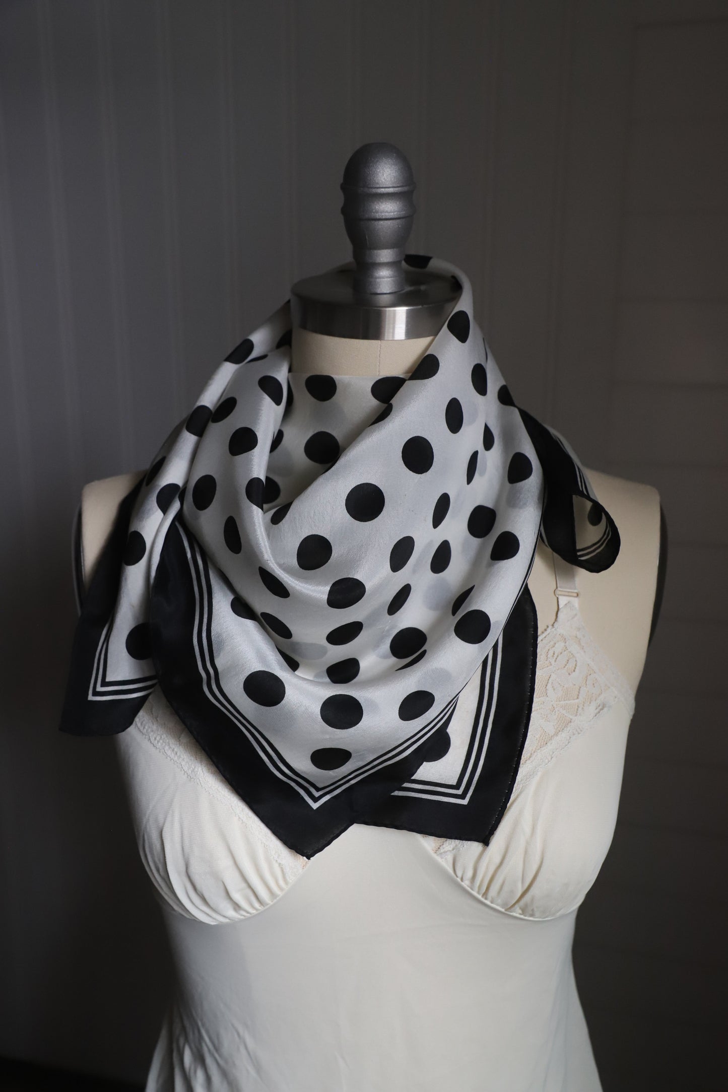 Vintage polkadot silk scarf