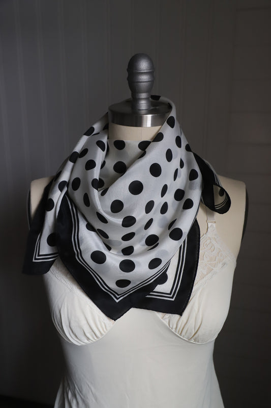 Vintage polkadot silk scarf