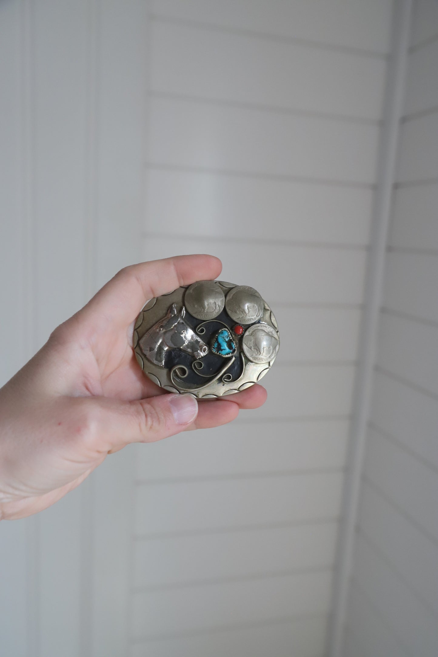 Vintage Silver buffalo nickle buckle