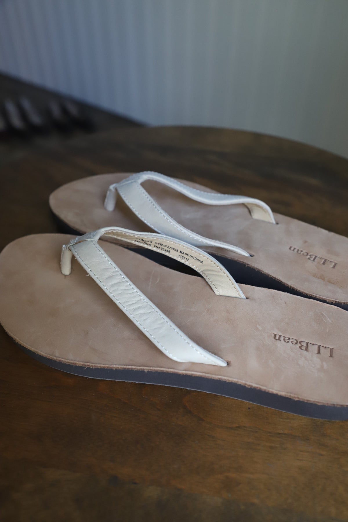 LLBean real leather flip flops size 8