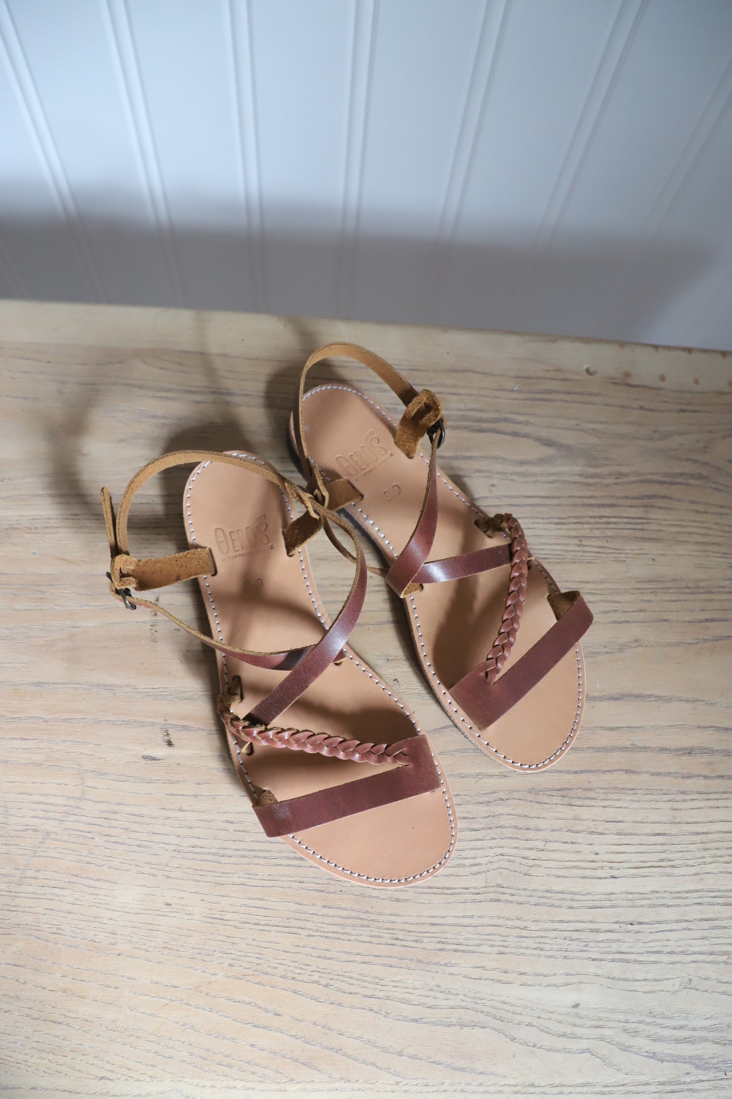 Greek all leather sandals size 39