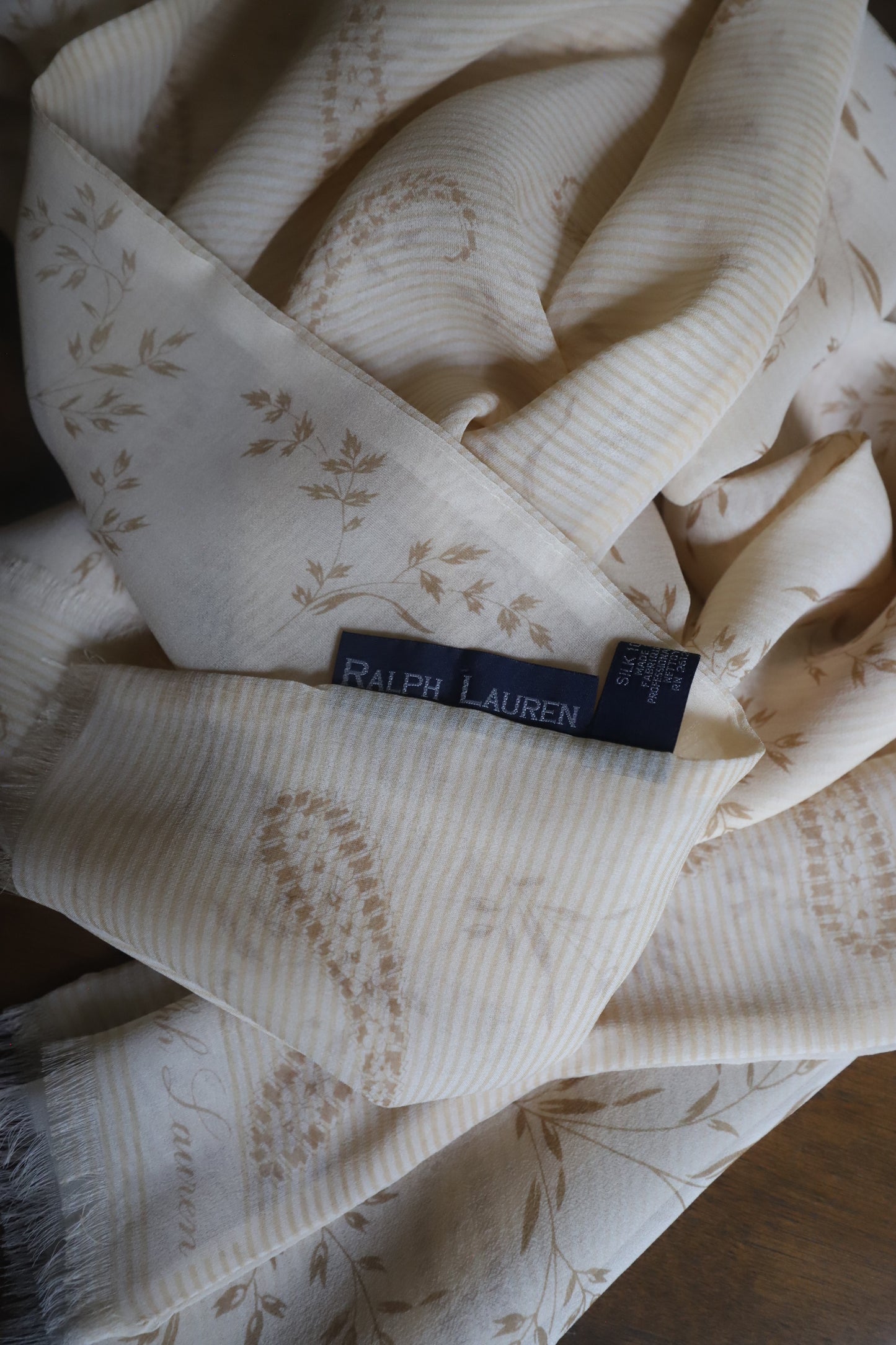 Ralph Lauren cream and paisley silk scarf