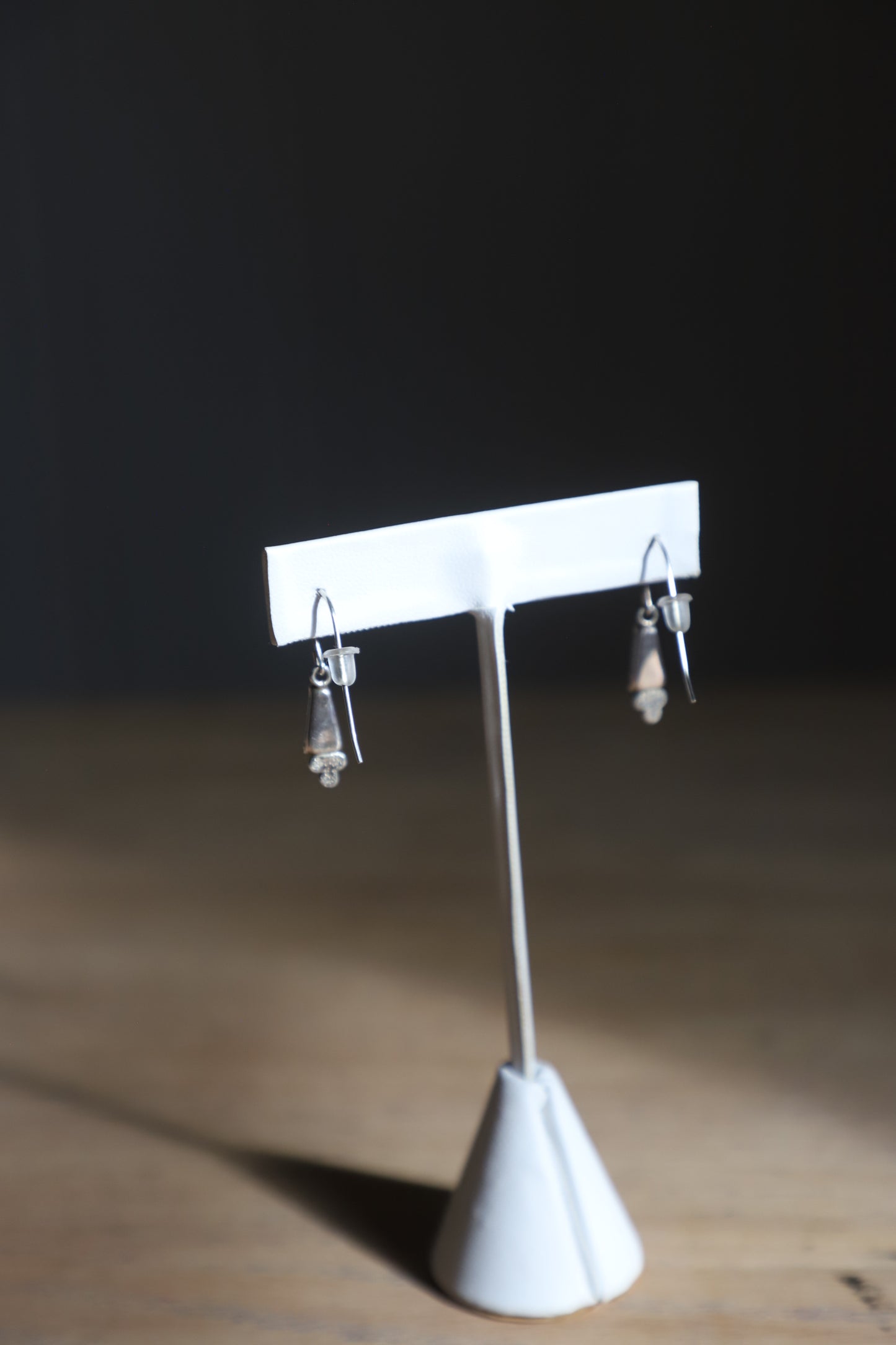 Vintage onyx, jasper, and sterling inlayed earrings