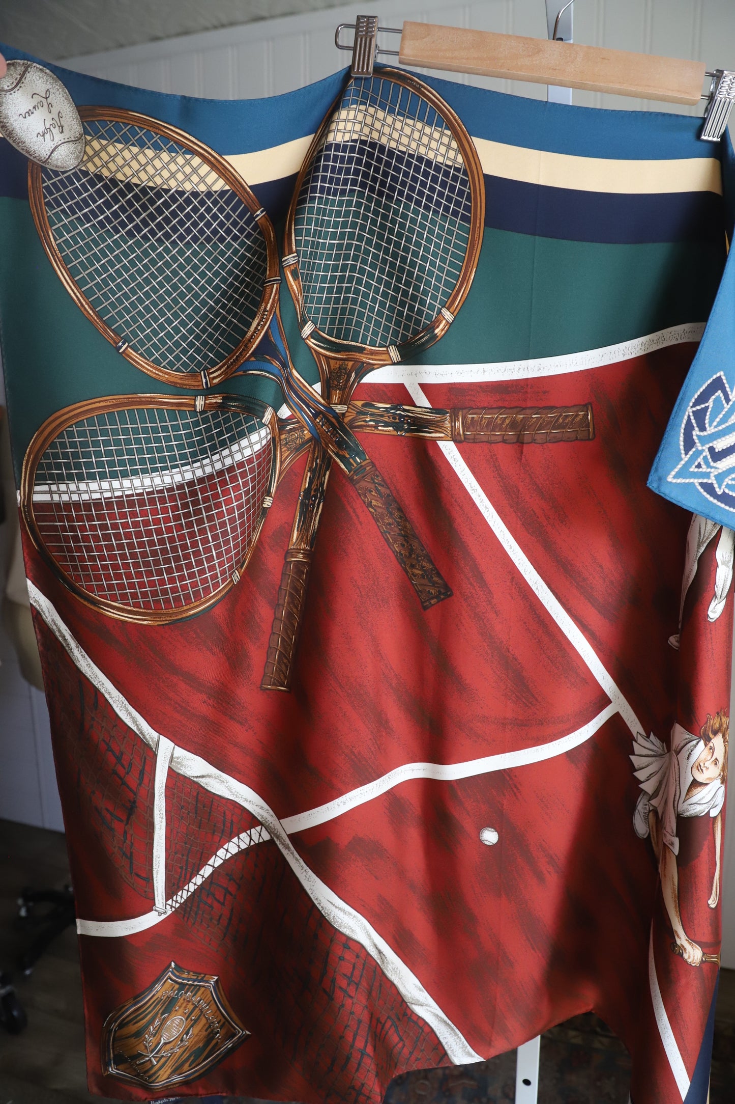 Vintage Polo Ralph Lauren tennis silk scarf NWT