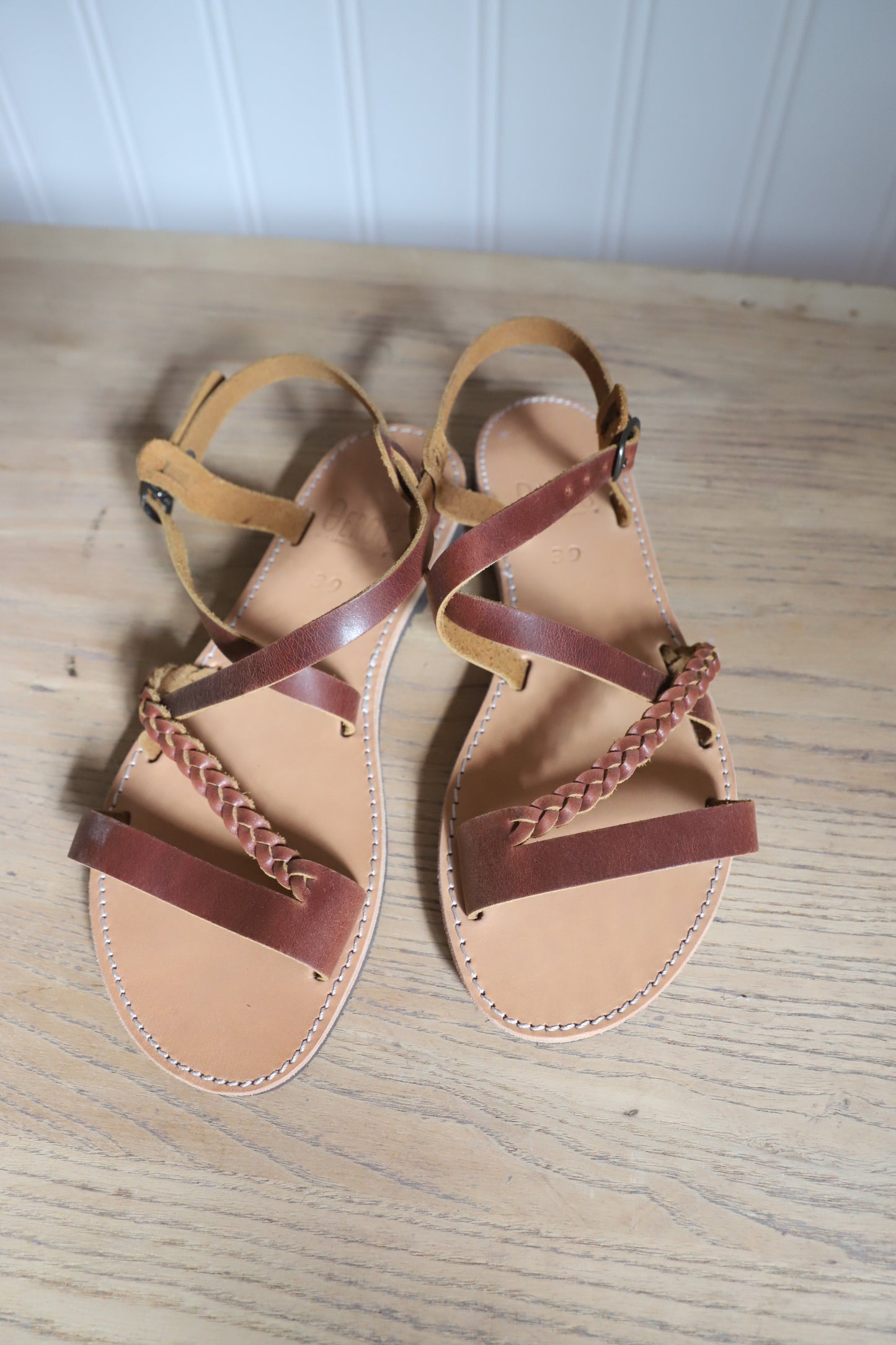 Greek all leather sandals size 39