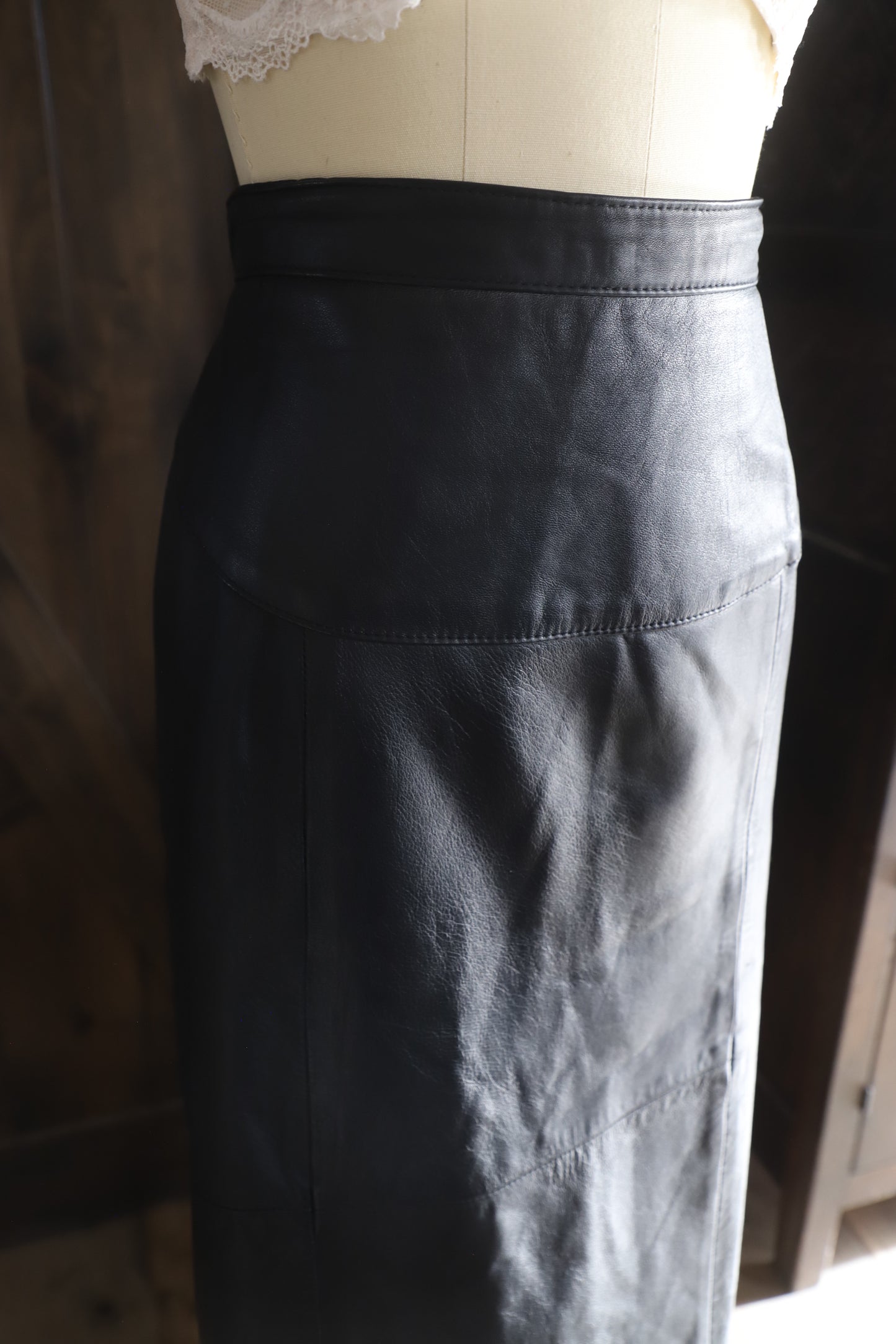 Vintage genuine leather skirt, 31” waist