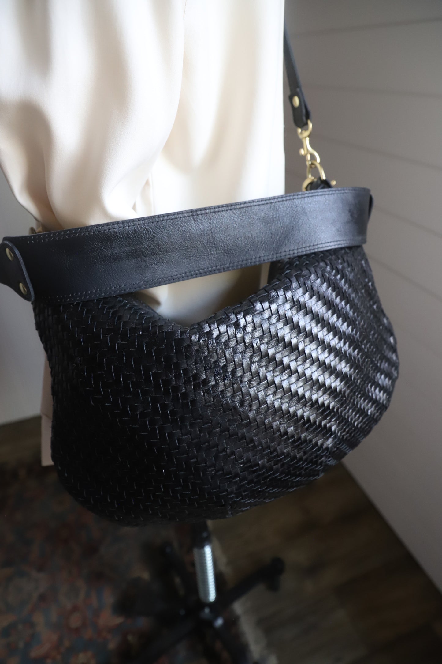 Clare V woven leather bag in black