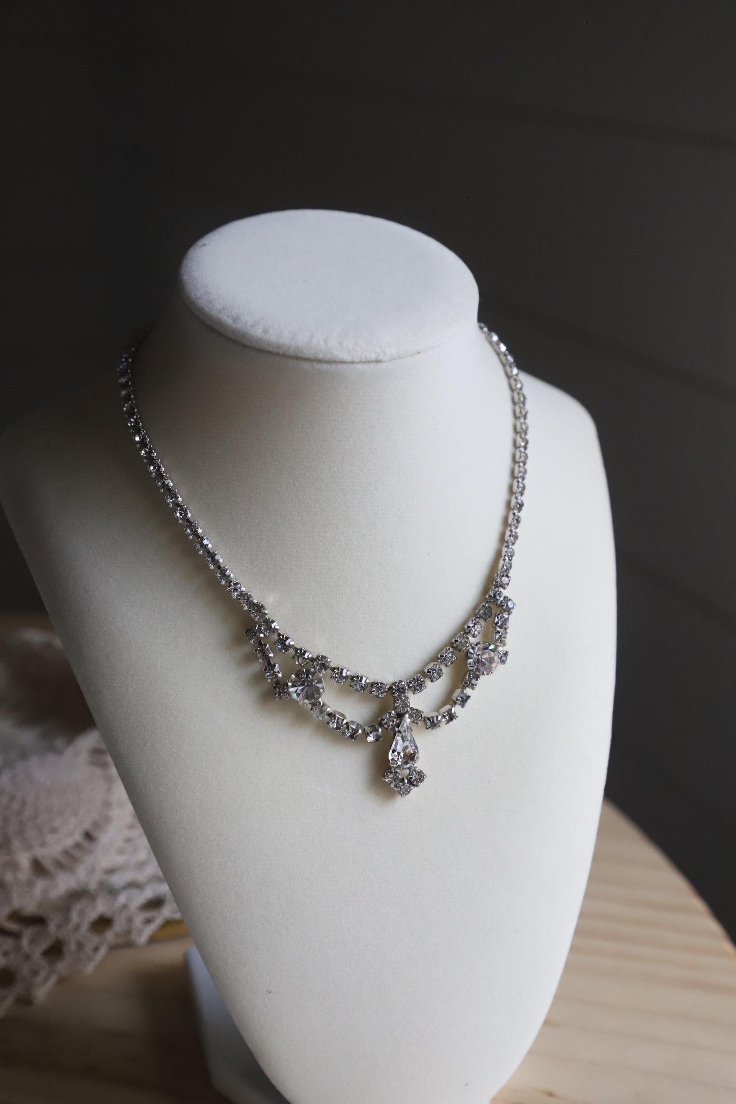 Vintage rhinestone necklace/earrings combo