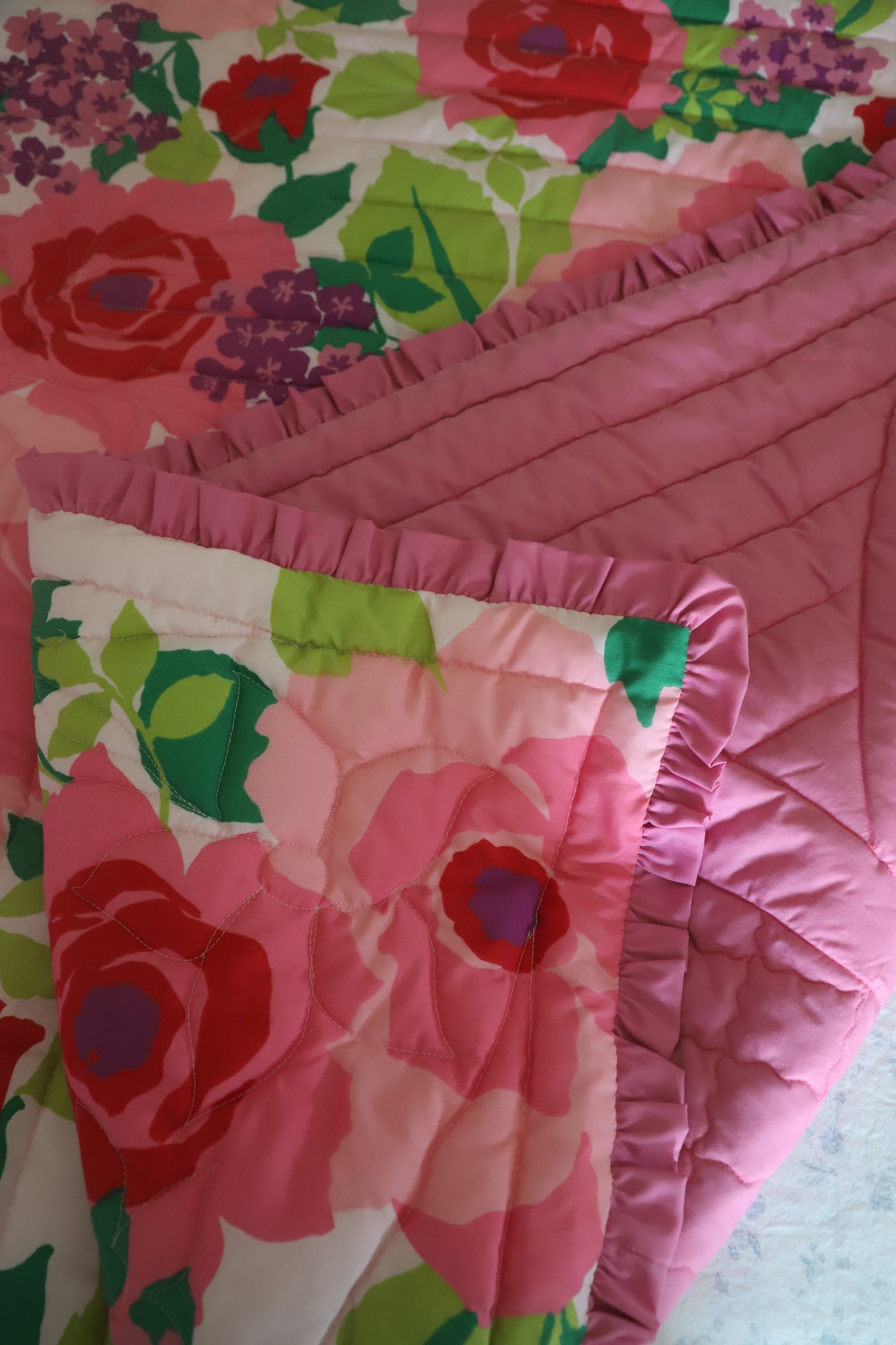 Vintage 1970’s homemade, machine finished quilt (never used)