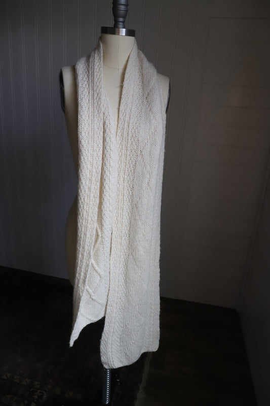 Vintage cream Merino wool scarf