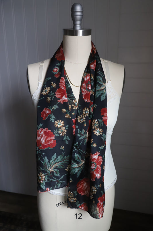 Floral silky scarf