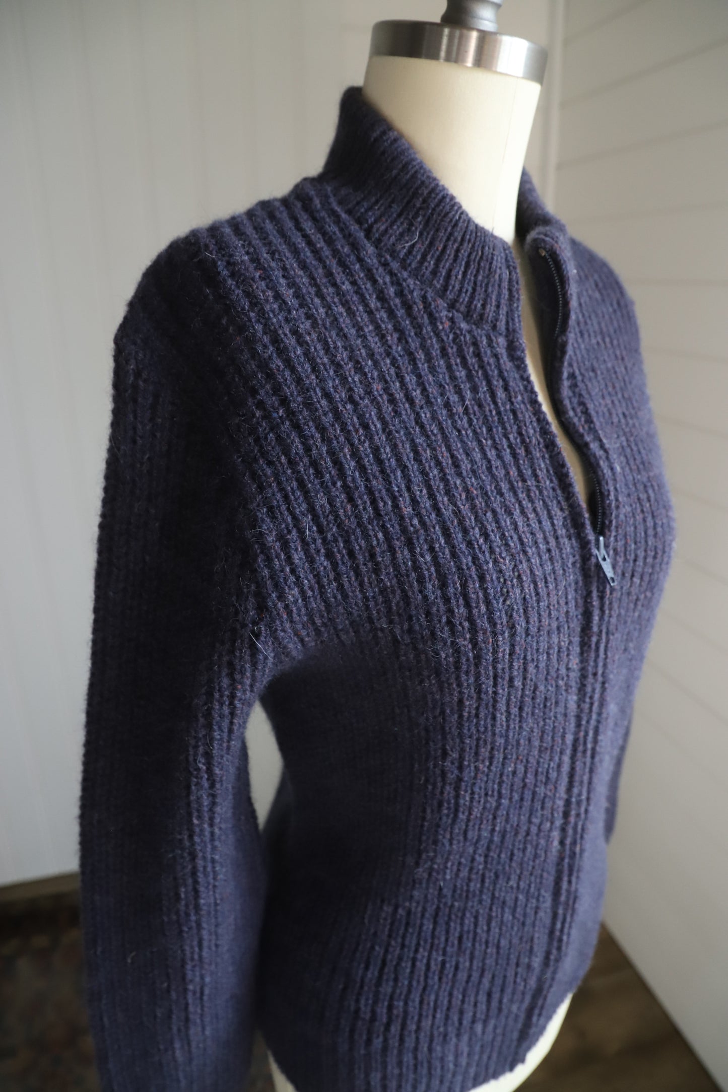 Vintage wool blend zip up cardigan