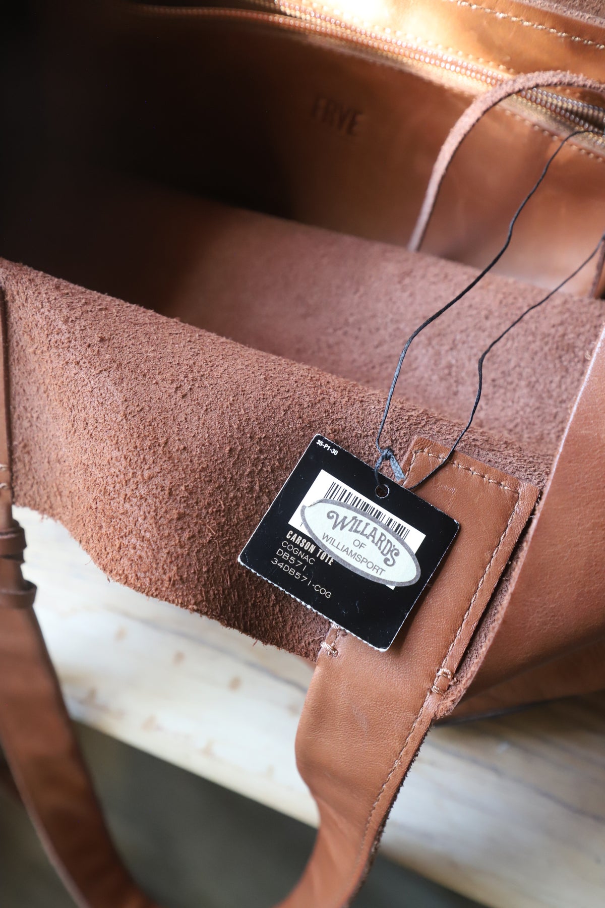 Frye Carson tote, cognac leather
