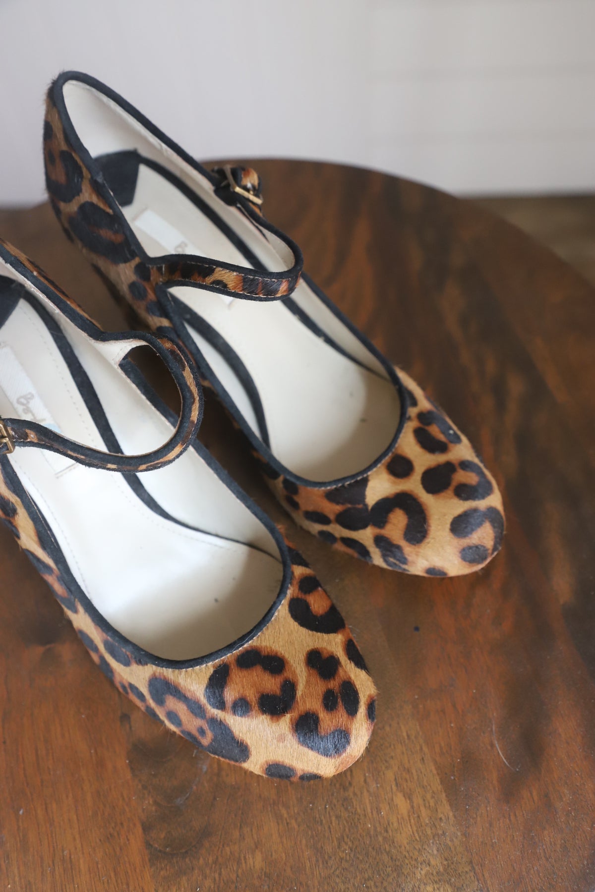 Boden calf hair leopard heels side 39