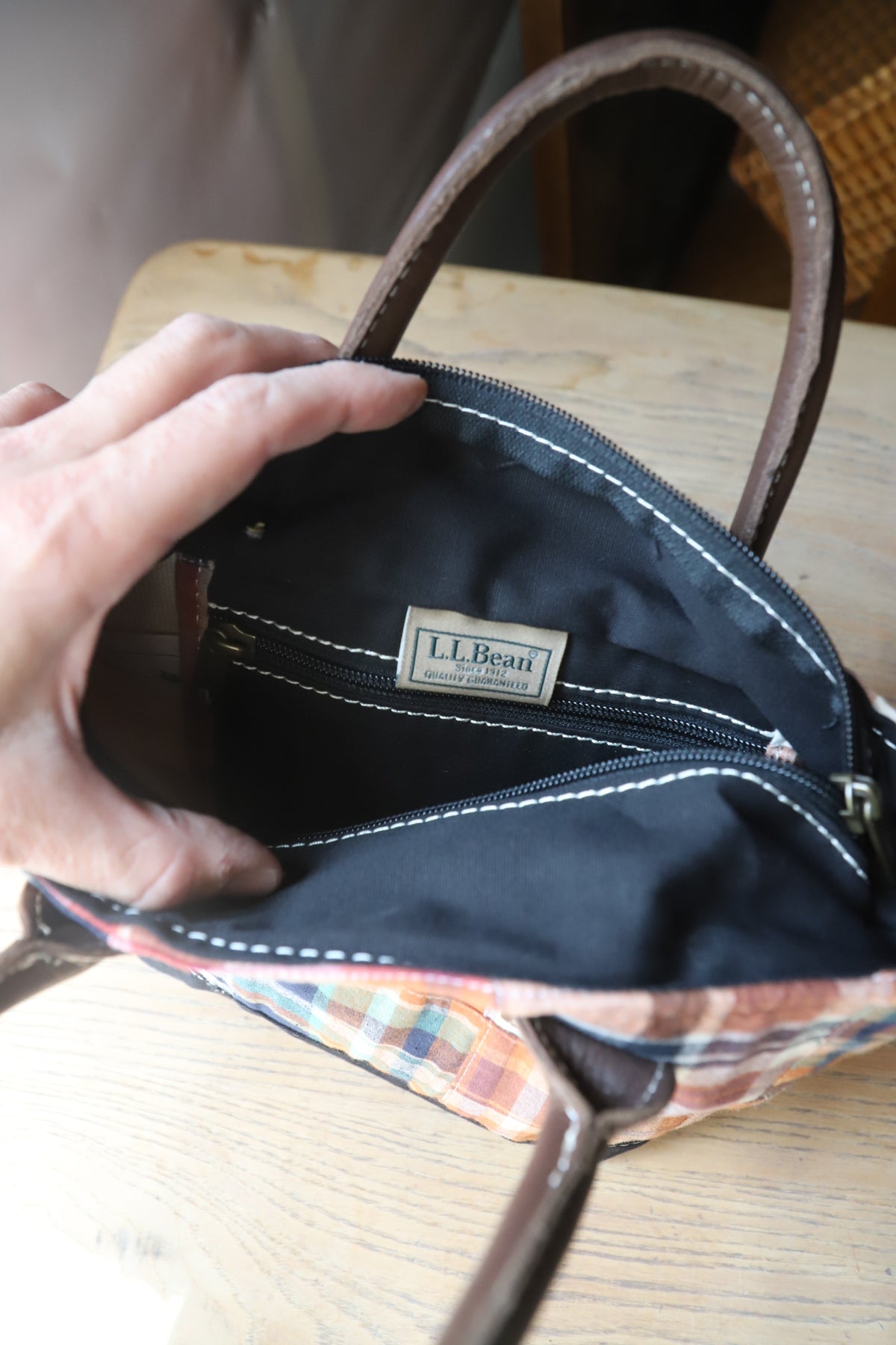 Vintage LLBean mini plaid tote