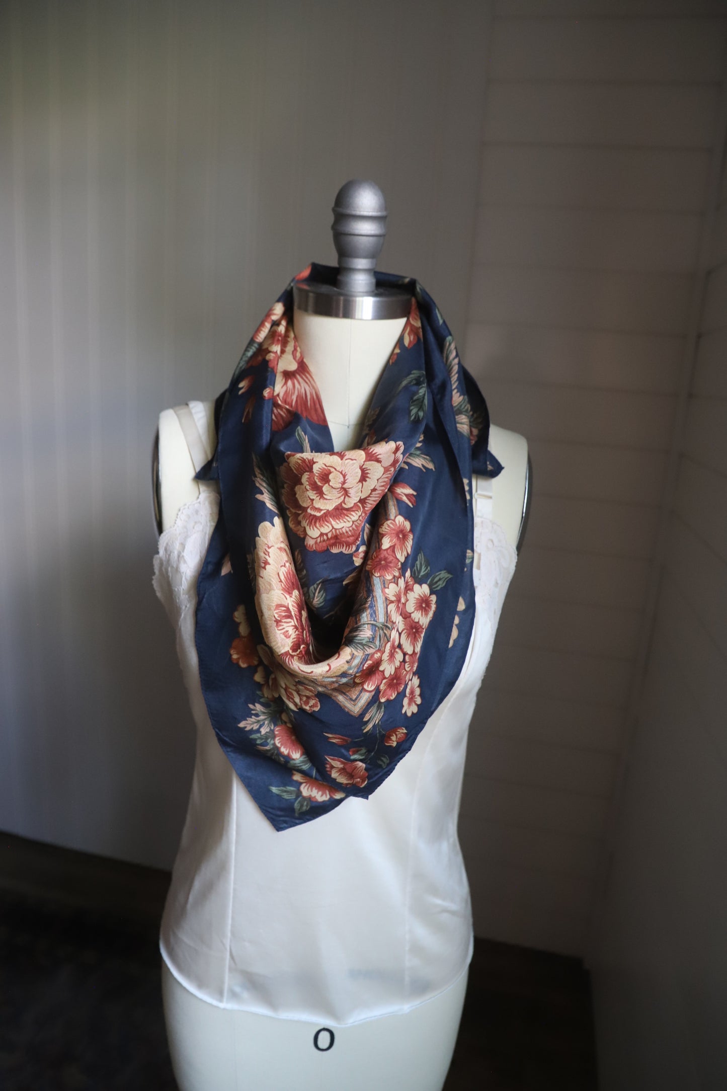 Lauren Ralph Lauren blue floral silk scarf