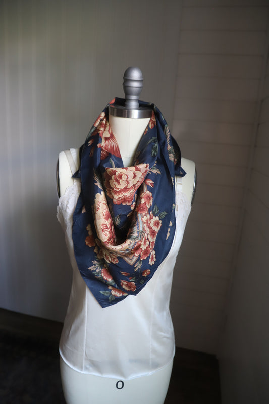 Lauren Ralph Lauren blue floral silk scarf