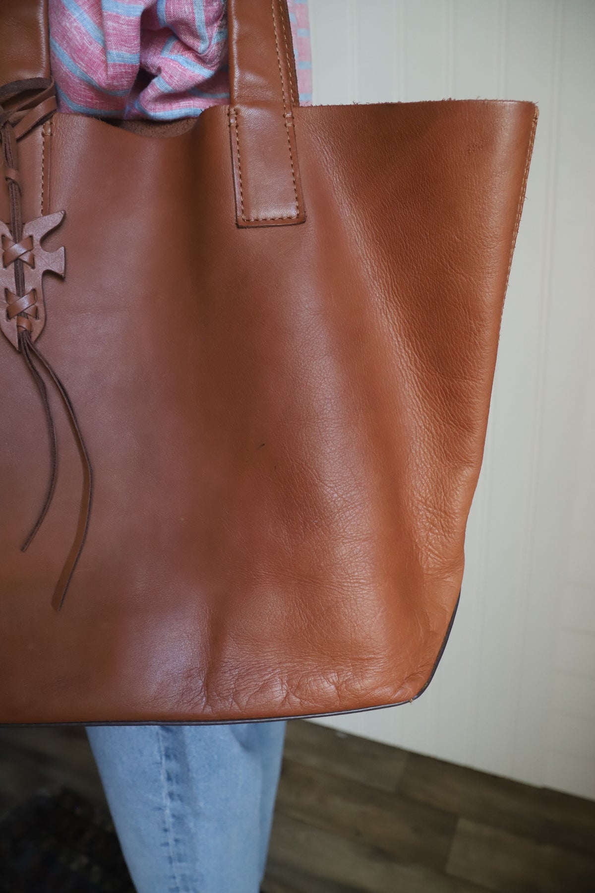 Frye Carson tote, cognac leather