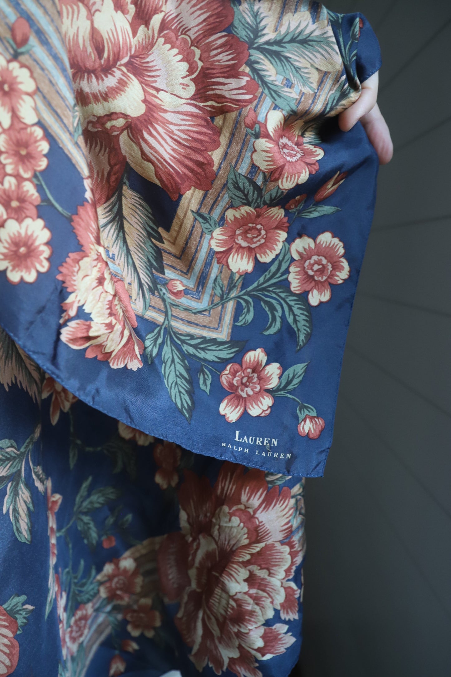 Lauren Ralph Lauren blue floral silk scarf