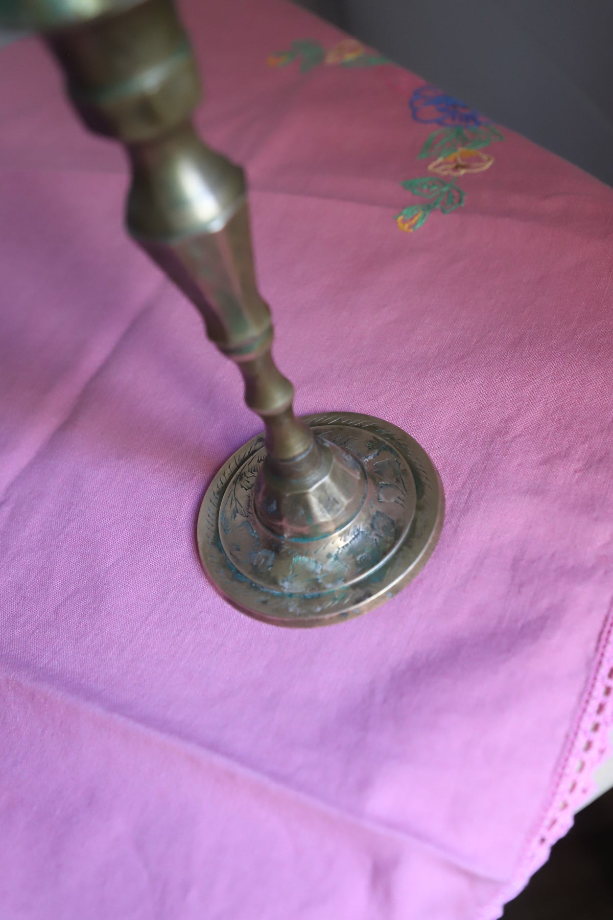 Set of 3 vintage brass candleholders