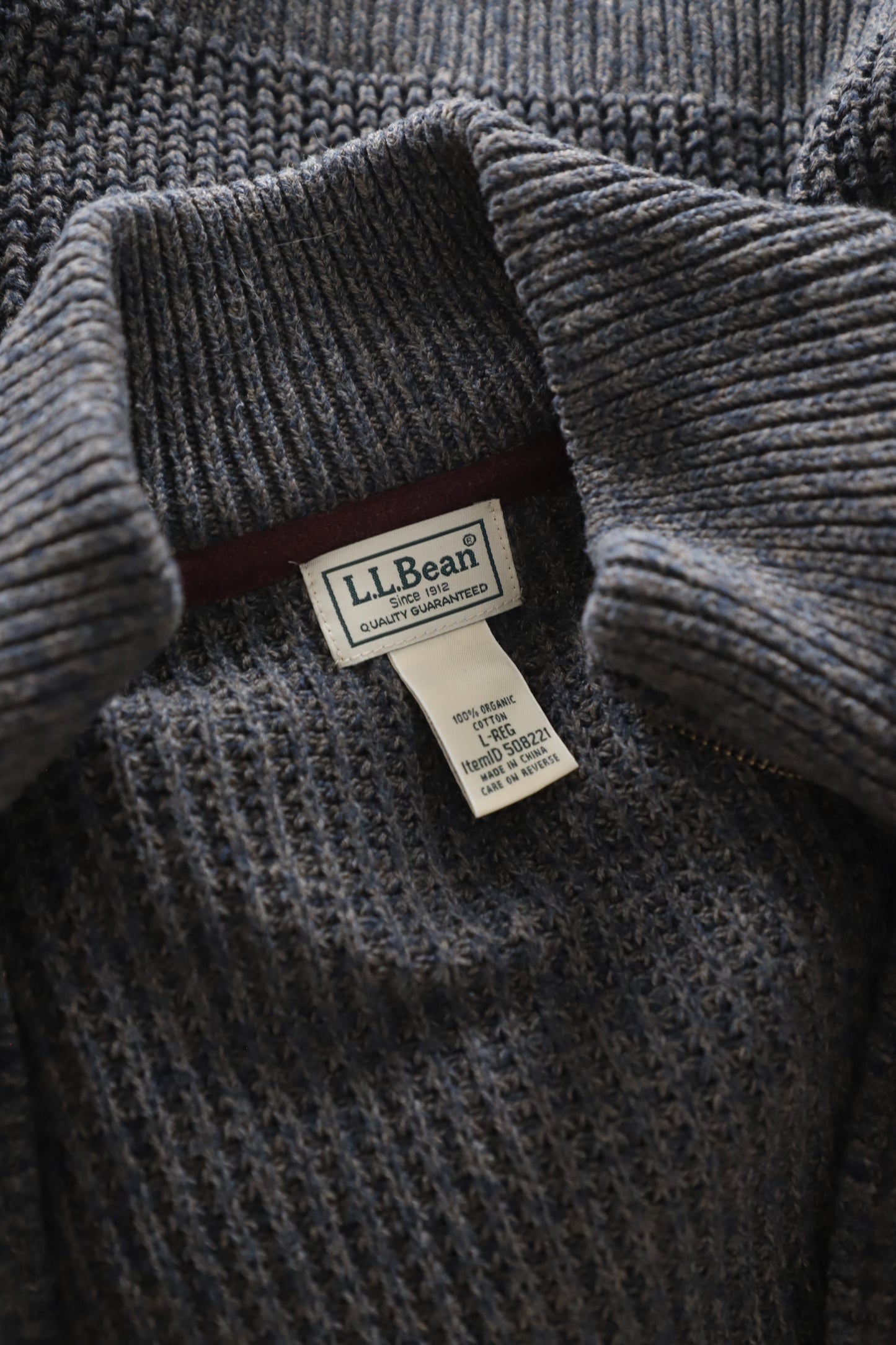 LLBean organic cotton sweater, size L