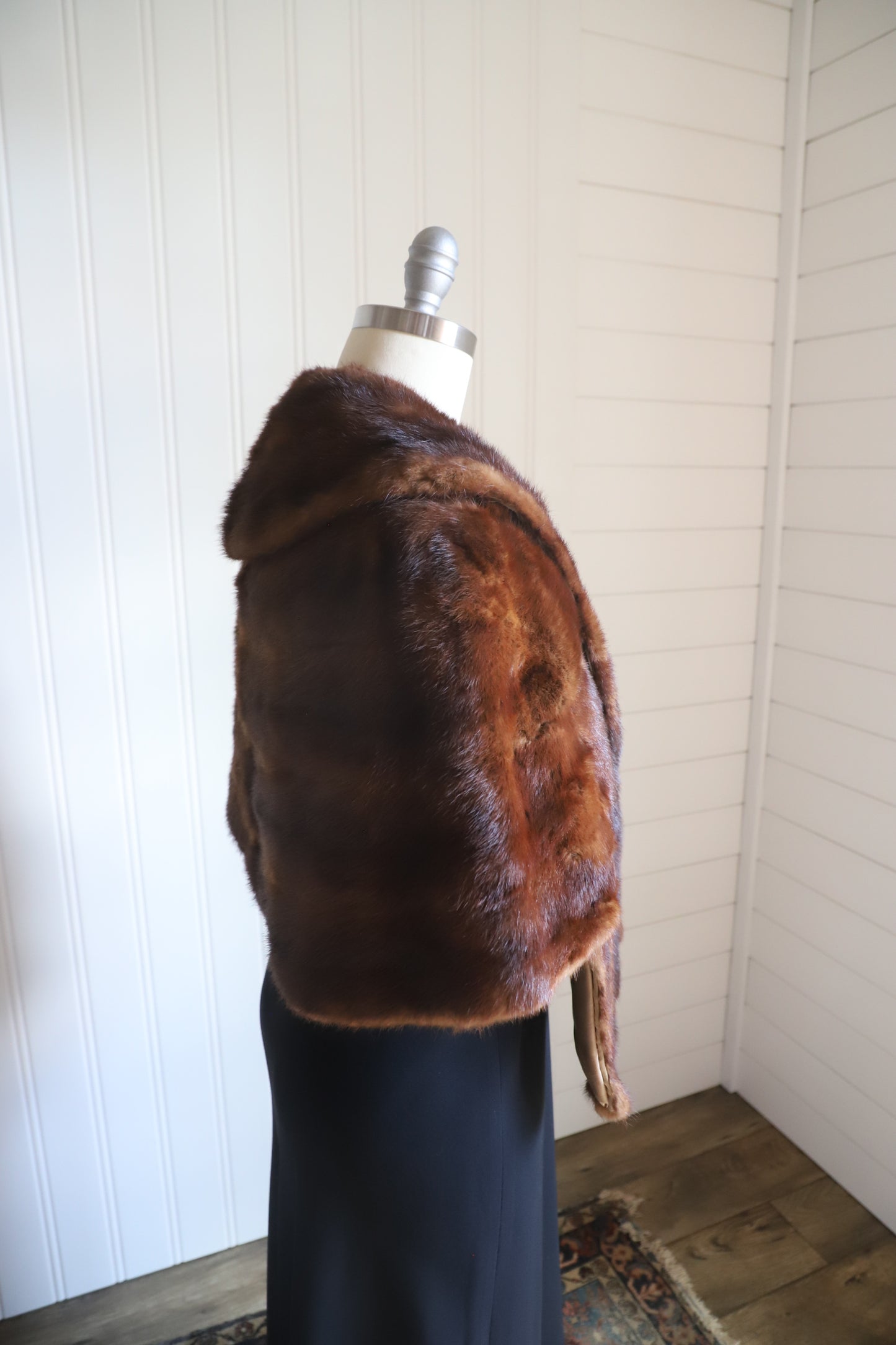 Vintage 1950’s dark brown real fur shawl