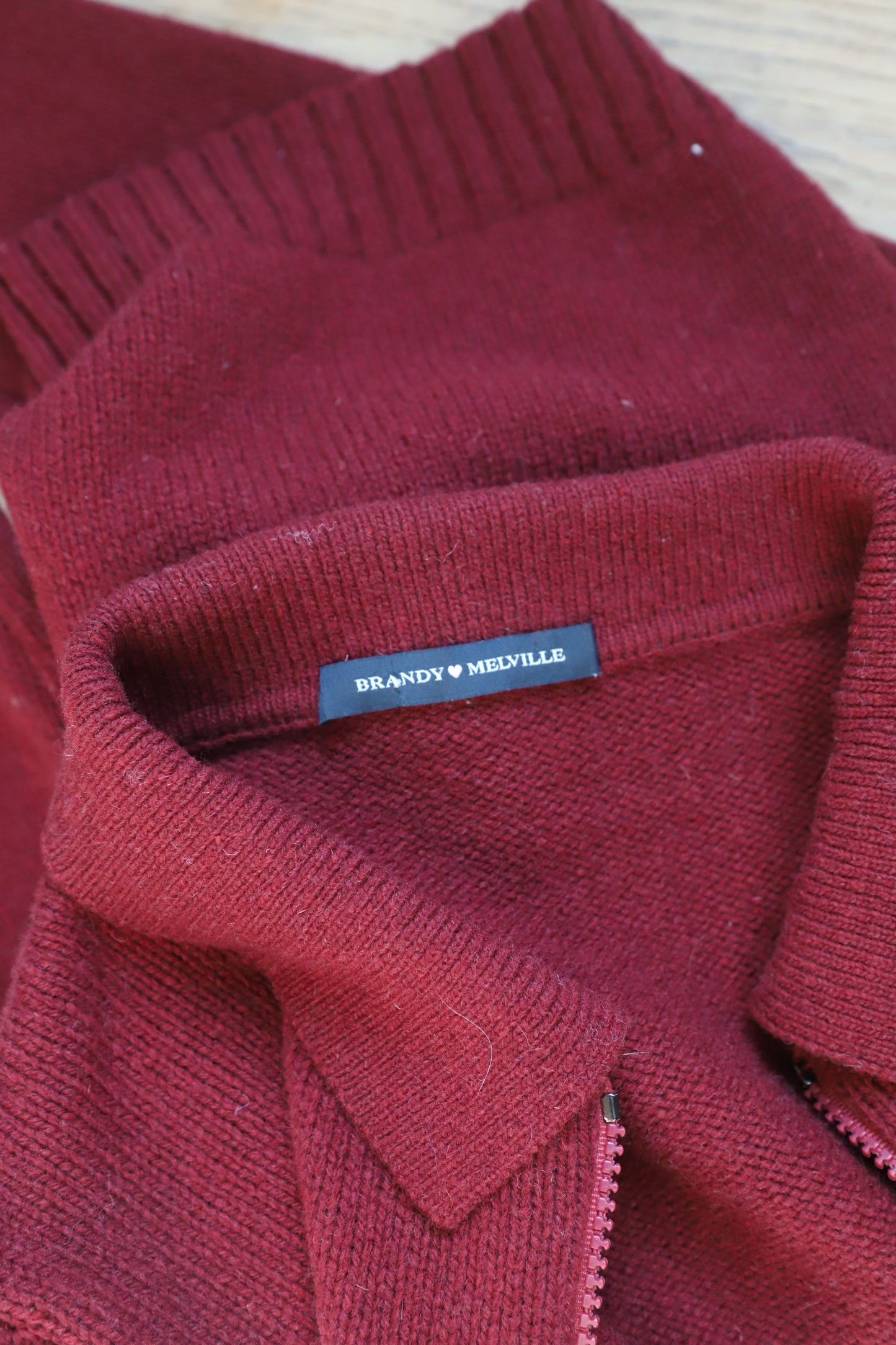 Brandy Melville Paola zip cardigan (wool blend)