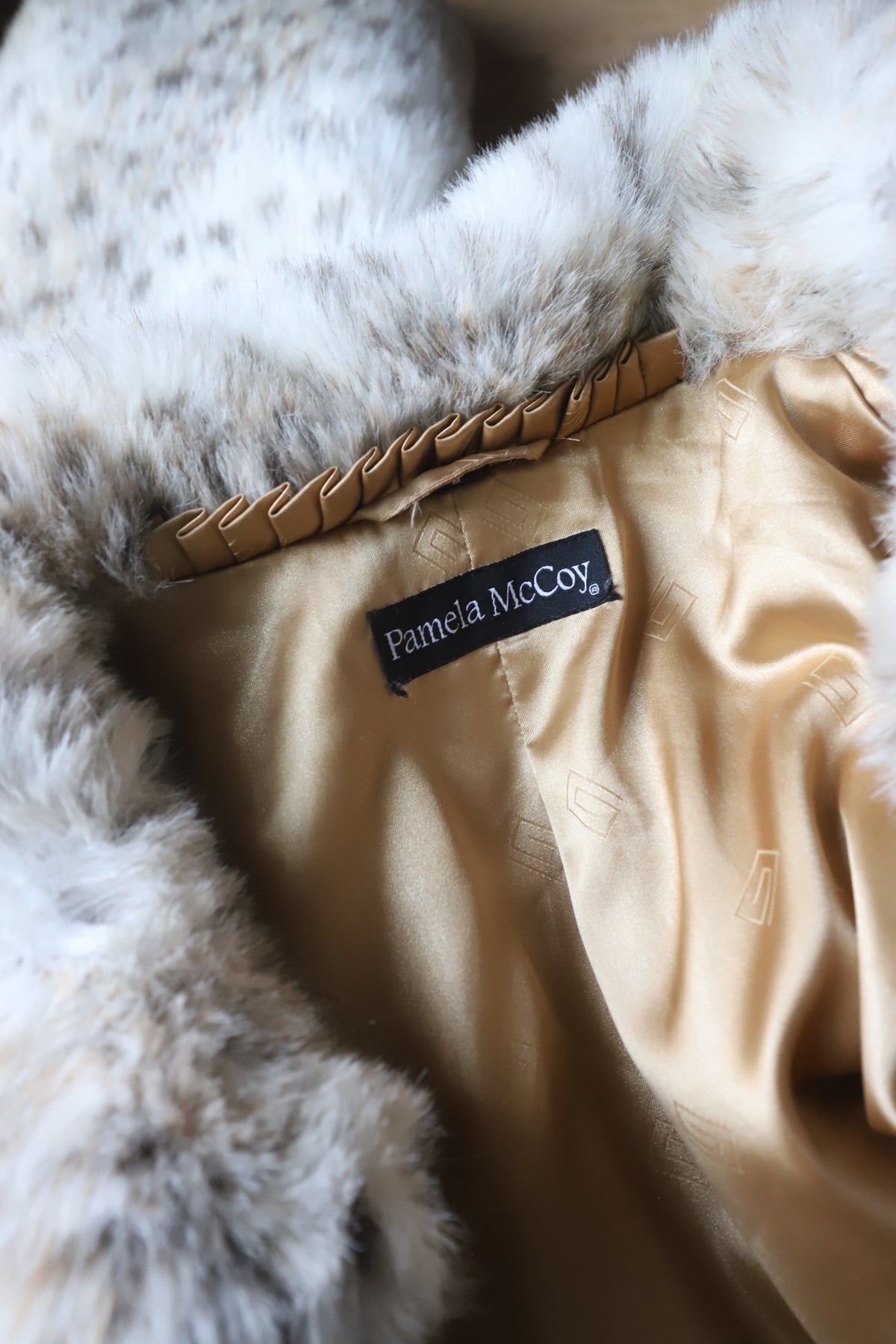 Vintage Pamela McCoy faux fur maxi coat size M