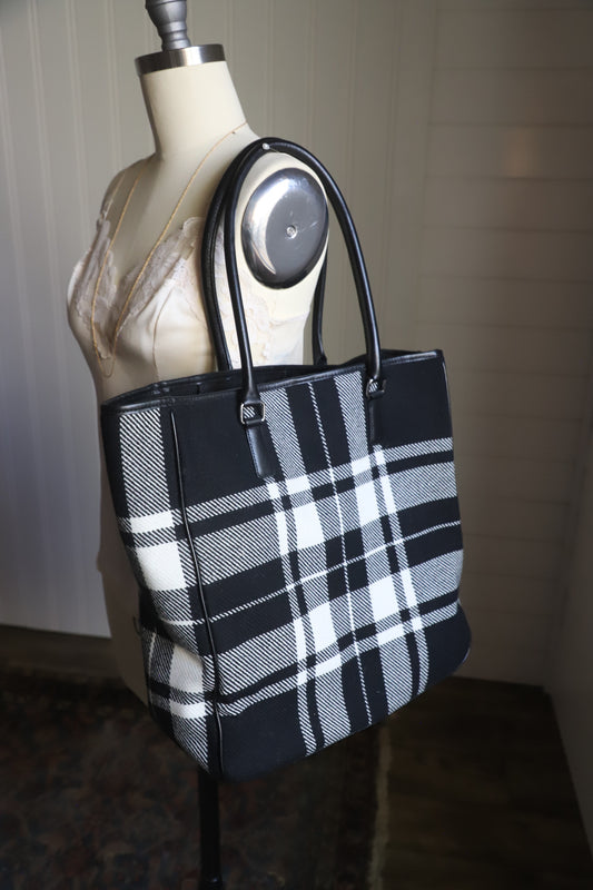 Y2K Banana Republic wool and leather tote bag
