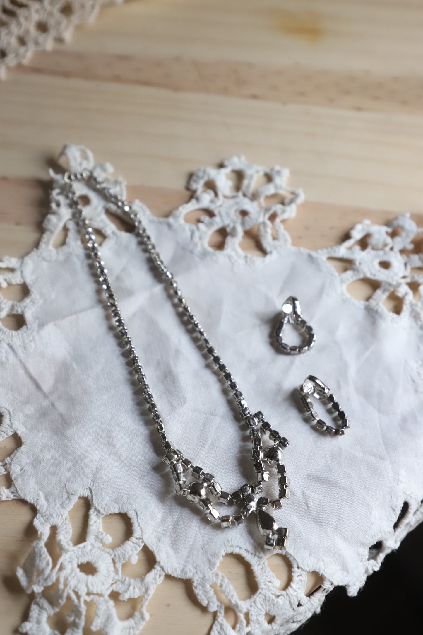 Vintage rhinestone necklace/earrings combo