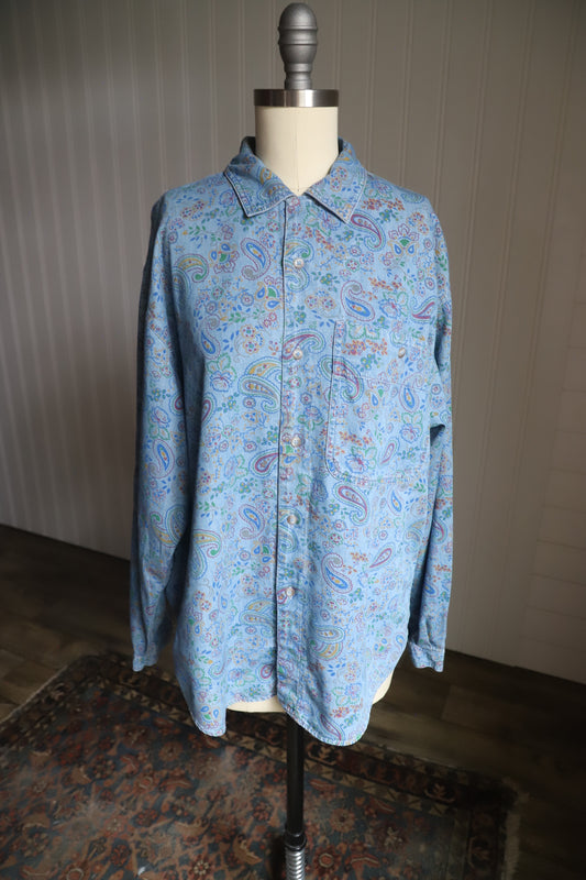 Vintage LizWear paisley chambray size S