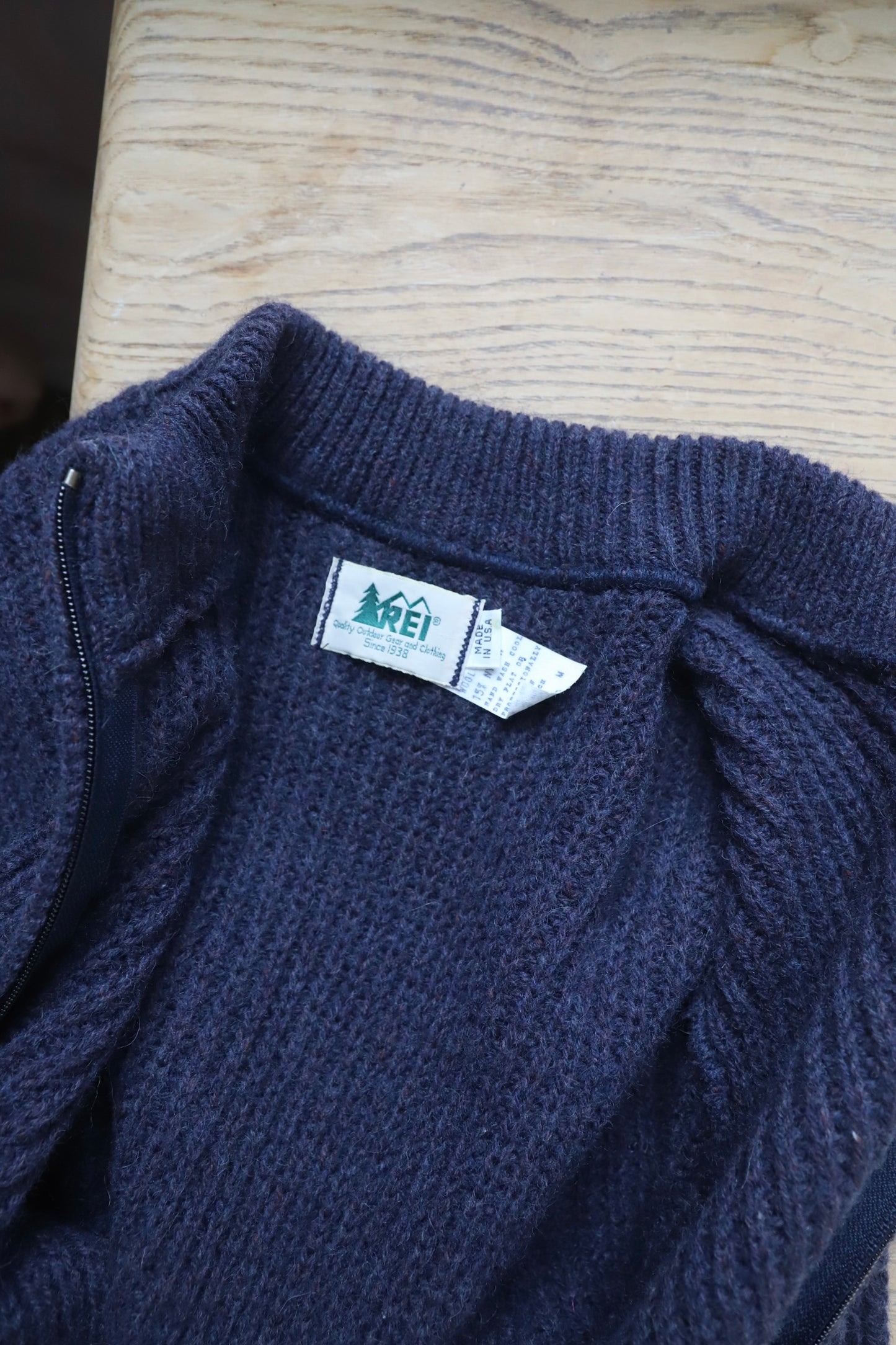 Vintage wool blend zip up cardigan