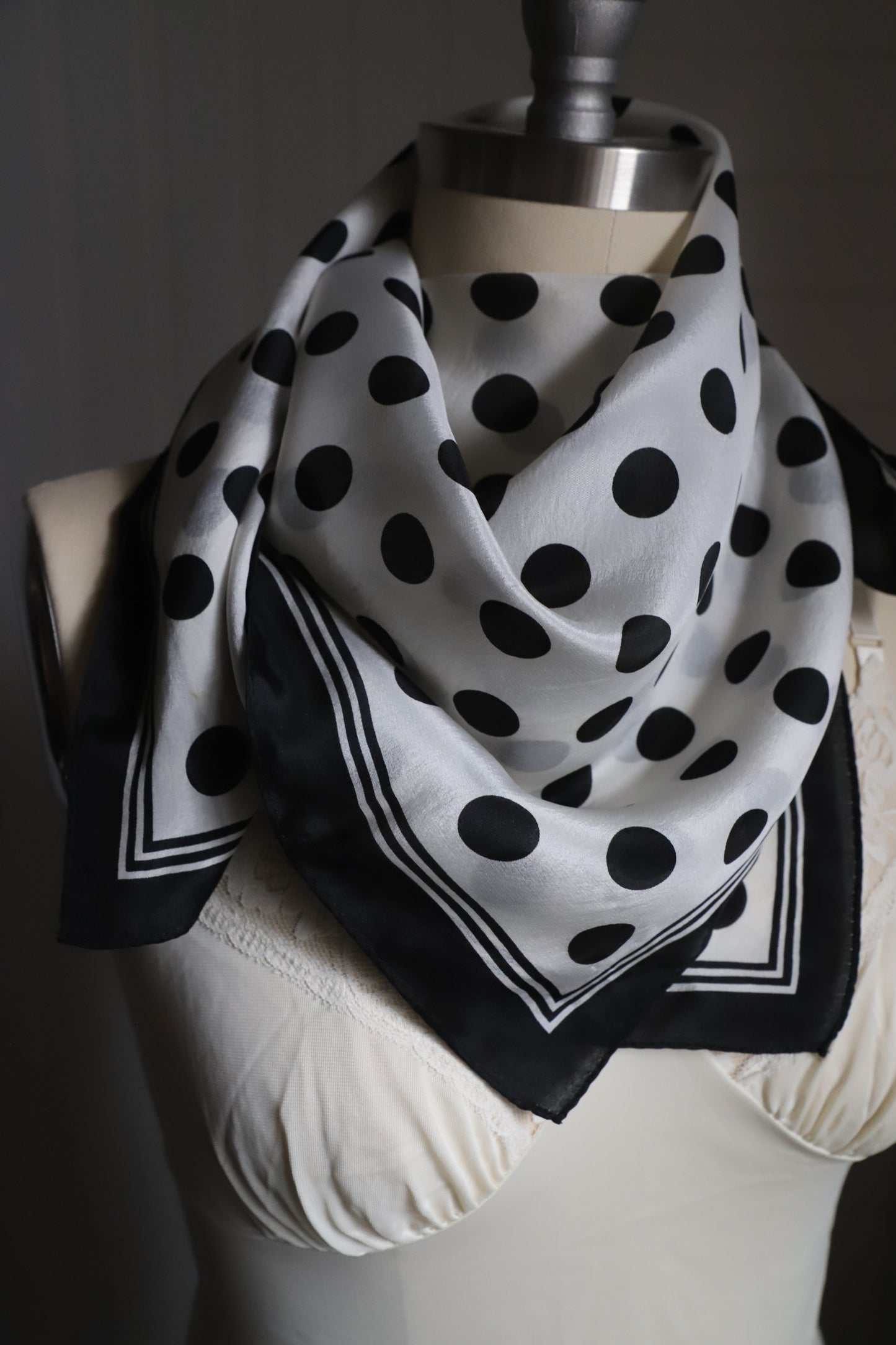 Vintage polkadot silk scarf